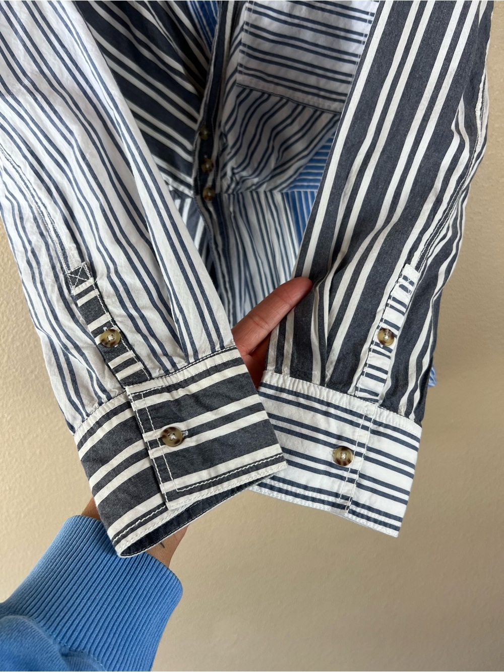 Pilcro Reworked Mixed Stripe Buttondown Shirt - Picture 11 of 12